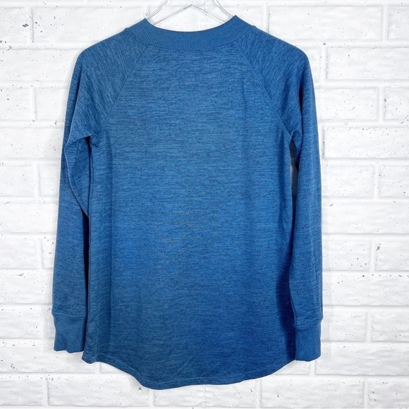 TITLE NINE Jewel Blue Long Raglan Sleeve Crewneck Shirt Kangaroo Pocket XS - Picture 5 of 6